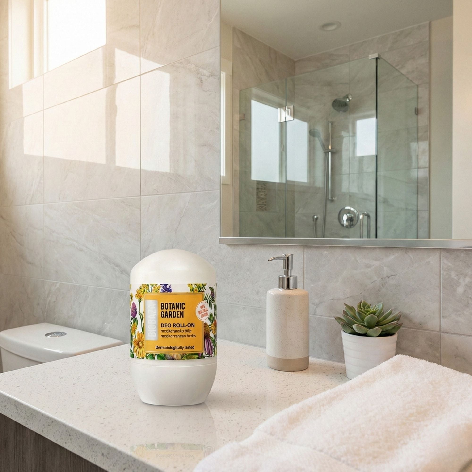 Biobaza Botanic Garden Natürlicher Deo Roll-on – Sanftes Deo mit botanischen Pflanzenextrakten
