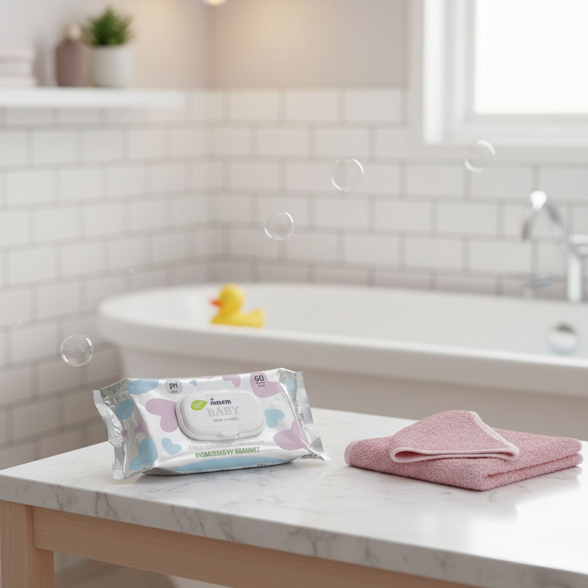Melem Baby Feuchttücher – 100 % biologisch abbaubare Reinigungstücher für empfindliche Babyhaut