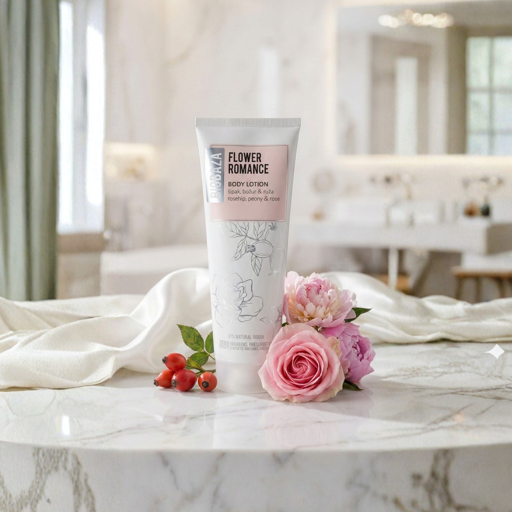 Biobaza Körperlotion Flower Romance – Feuchtigkeitsspendende Body Lotion mit floralem Duft
