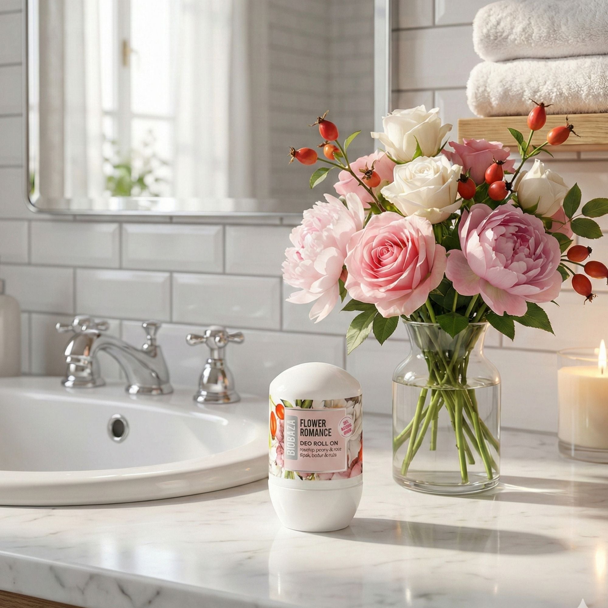 Biobaza Flower Romance Natural Deo Roll-On – Natürlicher Deo-Schutz mit floralem Duft