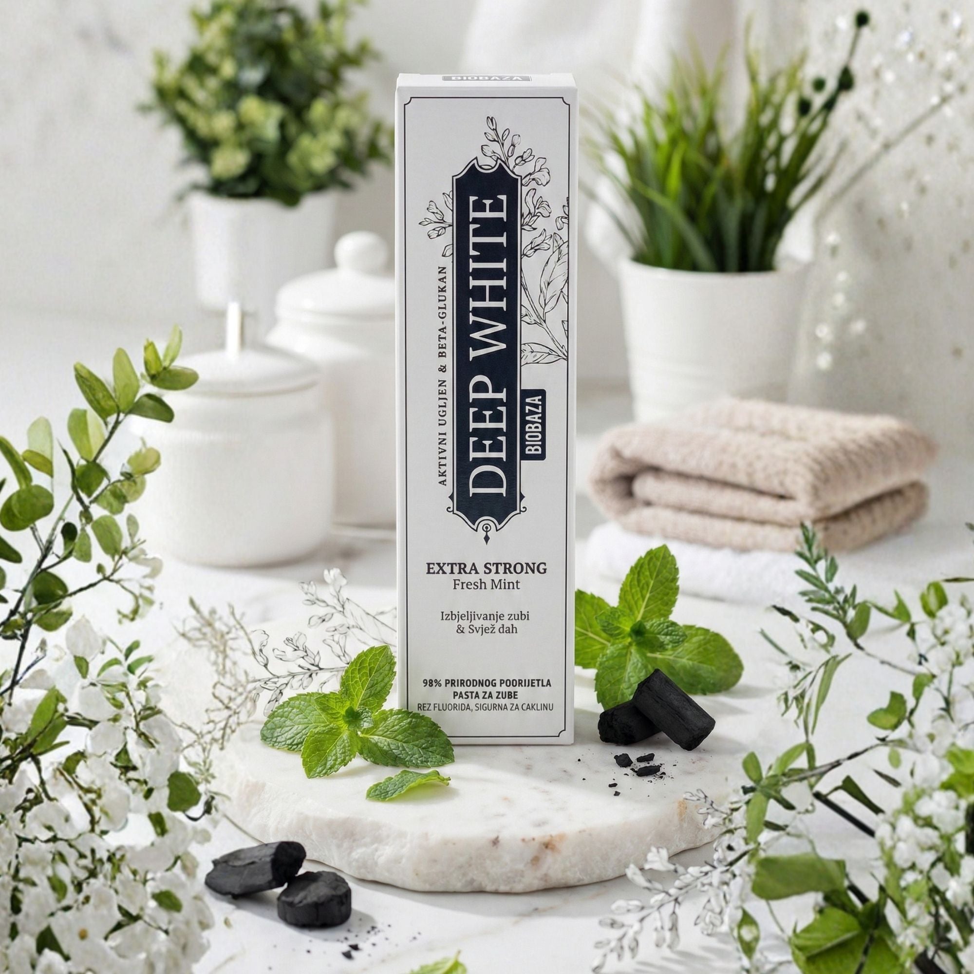 Biobaza Deep White Extra Strong Zahnpasta – Intensive Whitening-Zahnpasta für sichtbar weißere Zähne