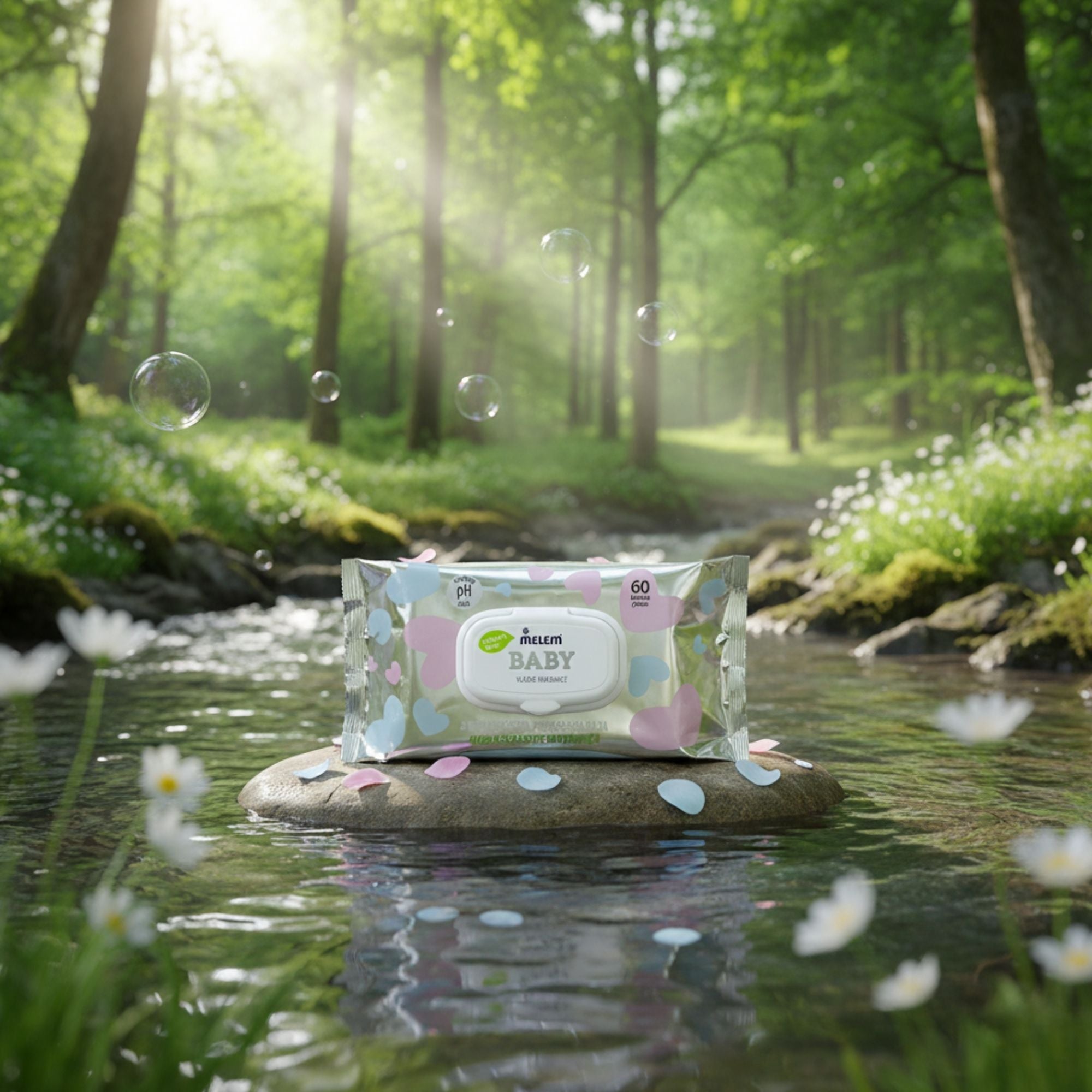 Melem Baby Feuchttücher – 100 % biologisch abbaubare Reinigungstücher für empfindliche Babyhaut