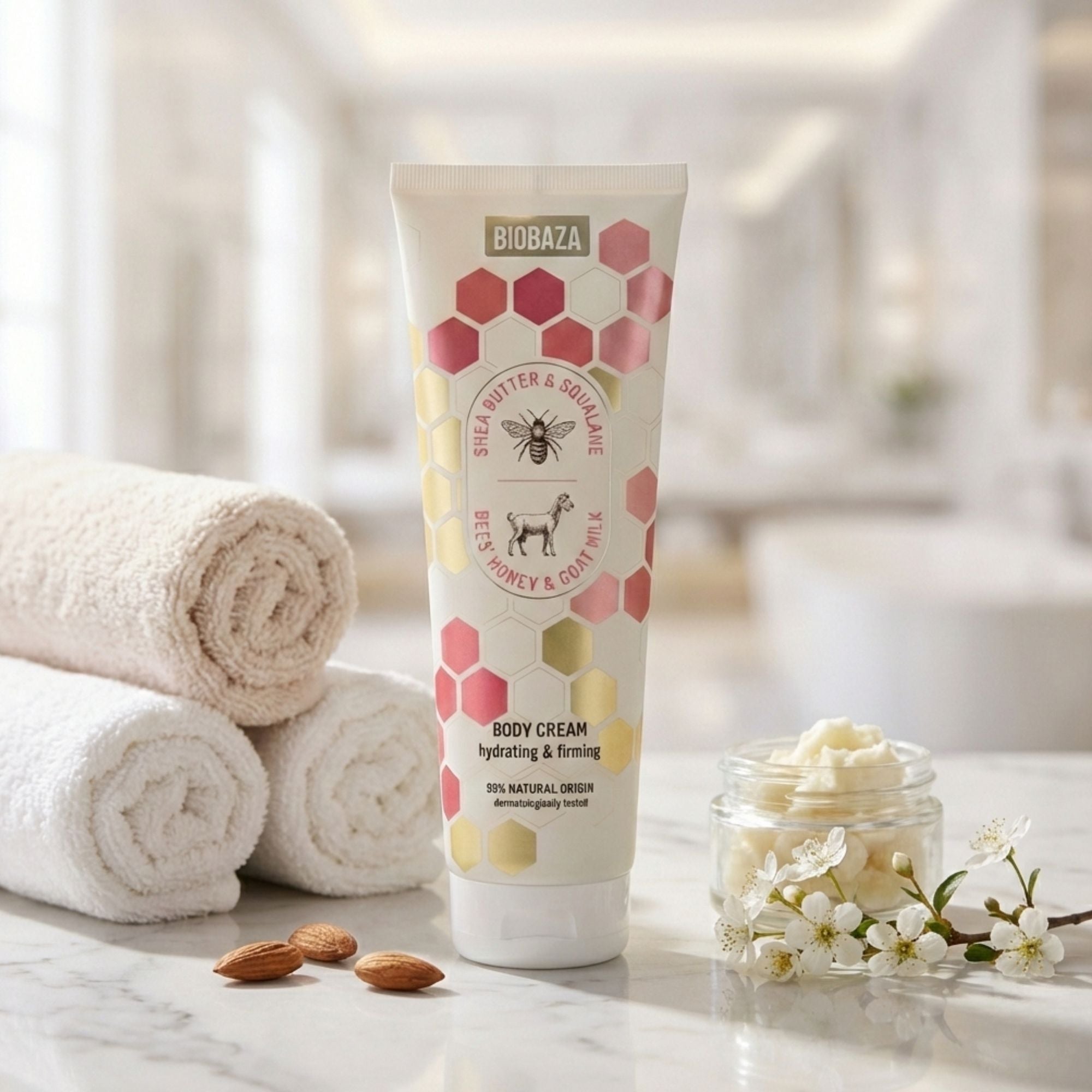 Biobaza Body Cream mit Shea Butter – Feuchtigkeitsspendende Körpercreme mit Ziegenmilch & Honig