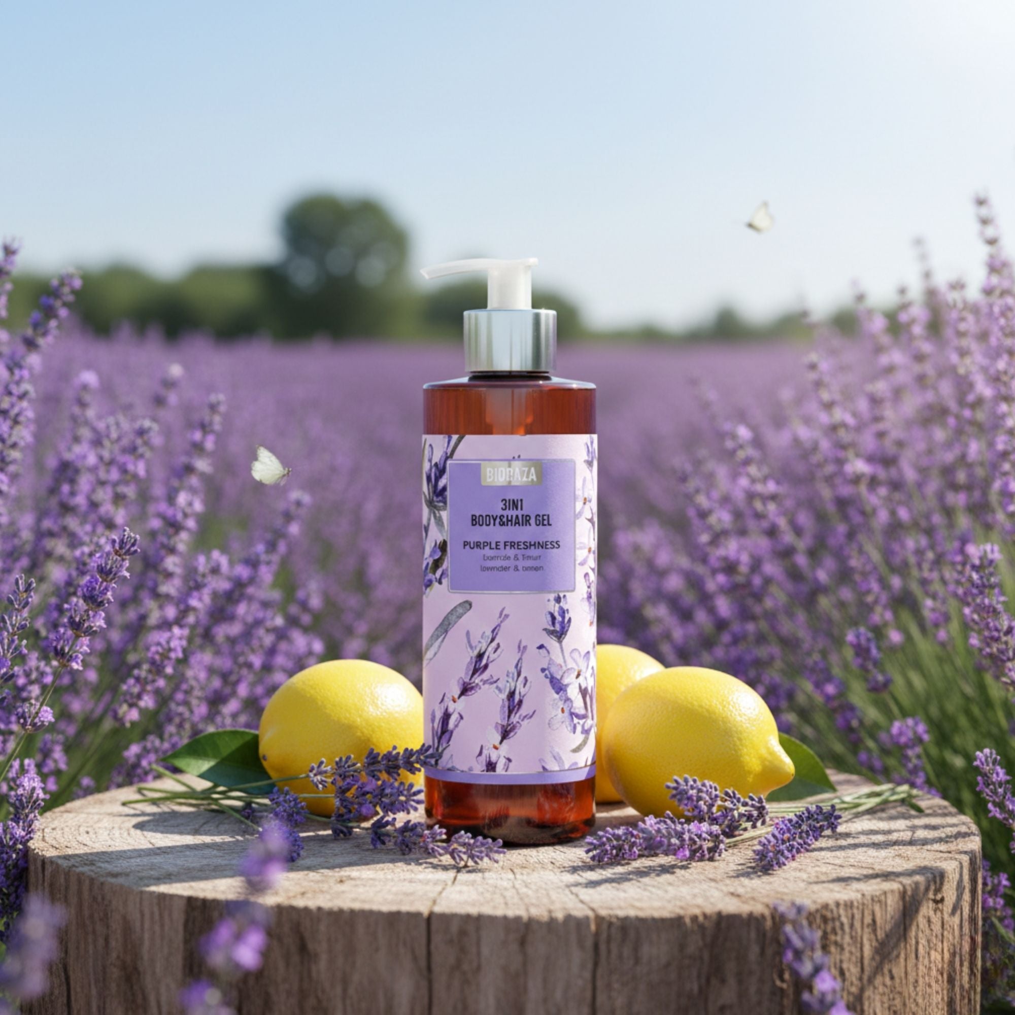 BIOBAZA 3in1 Purple Freshness Duschgel & Shampoo – Erfrischende Pflege für Körper, Haare & Gesicht