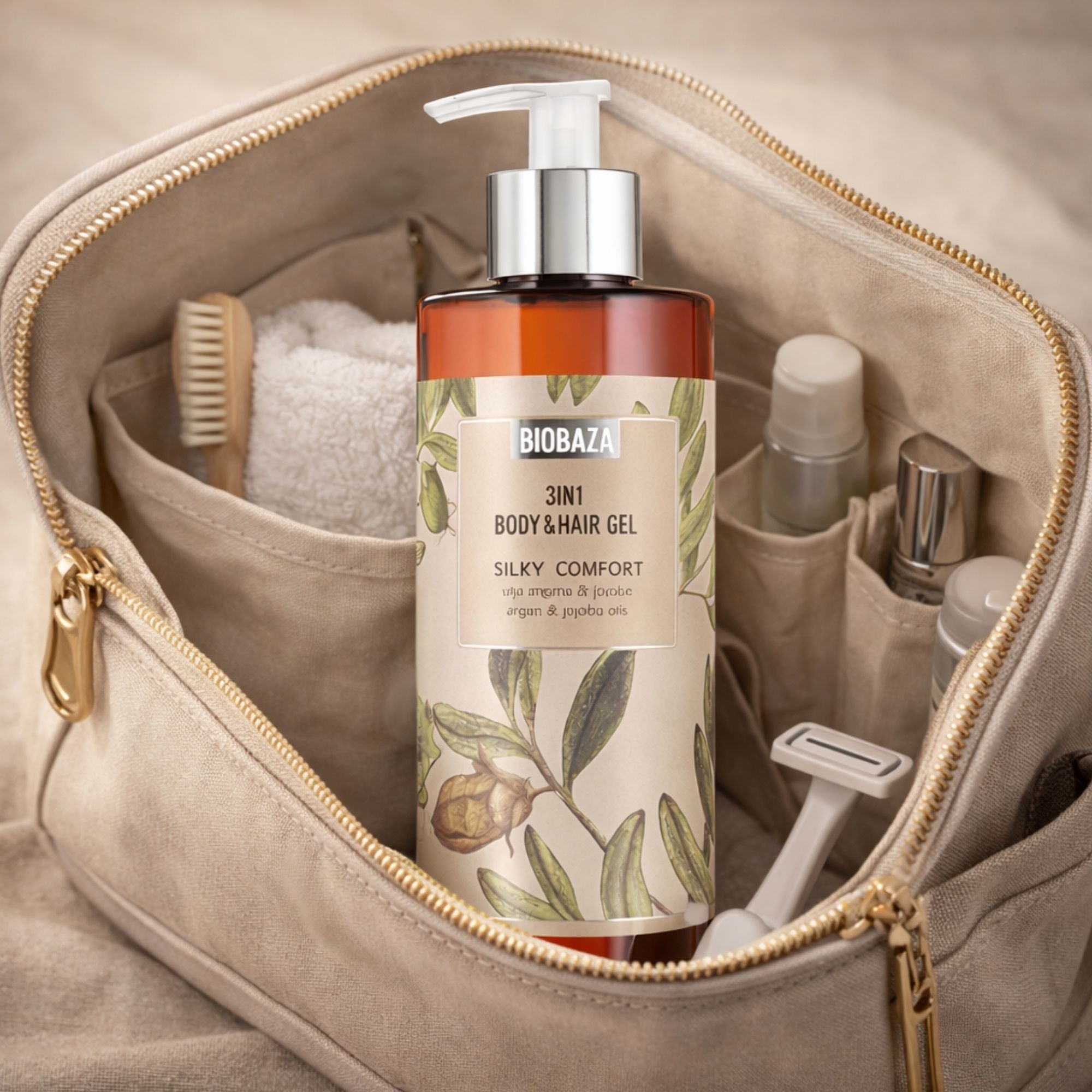BIOBAZA Silky Comfort 3in1 Body & Hair – Pflegendes Duschgel mit Arganöl & Jojobaöl