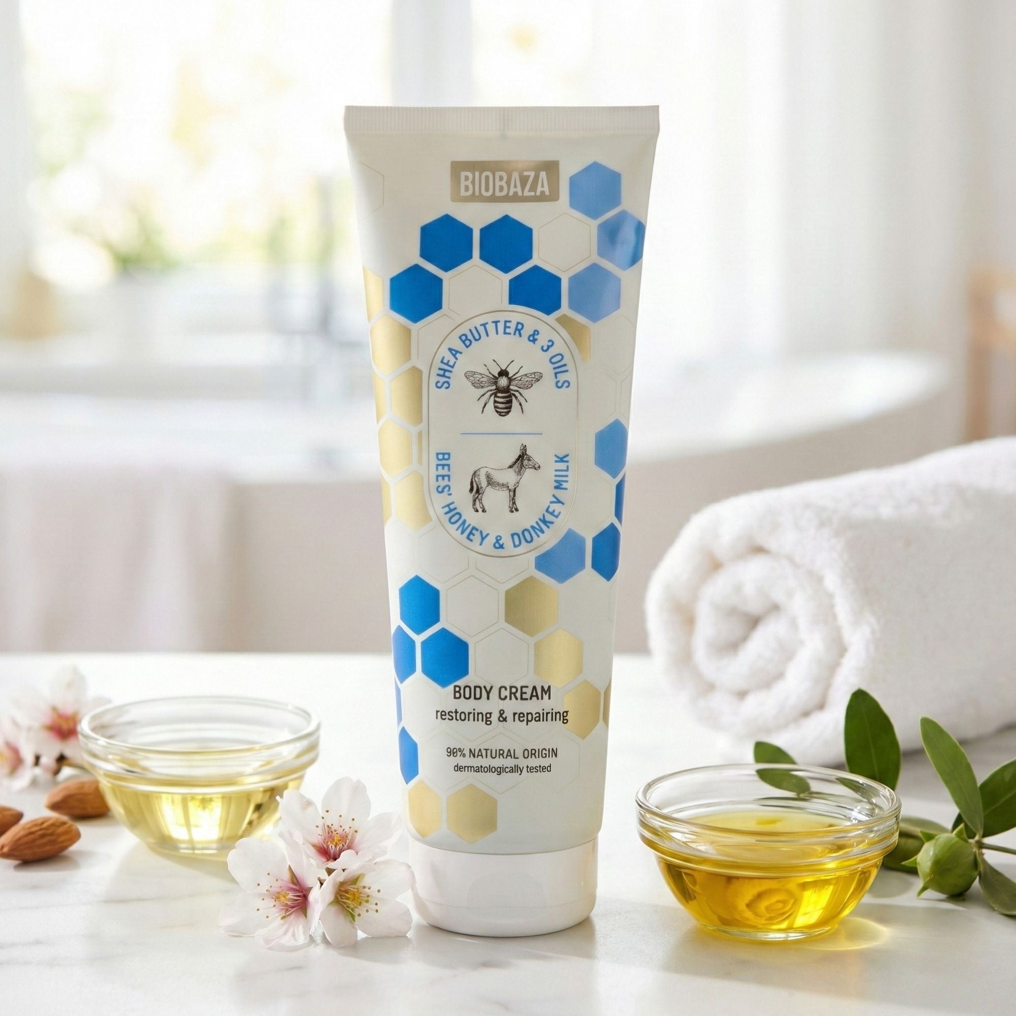 Biobaza Body Cream mit Shea Butter & Honigextrakt – Pflegende Körpercreme mit Eselsmilch