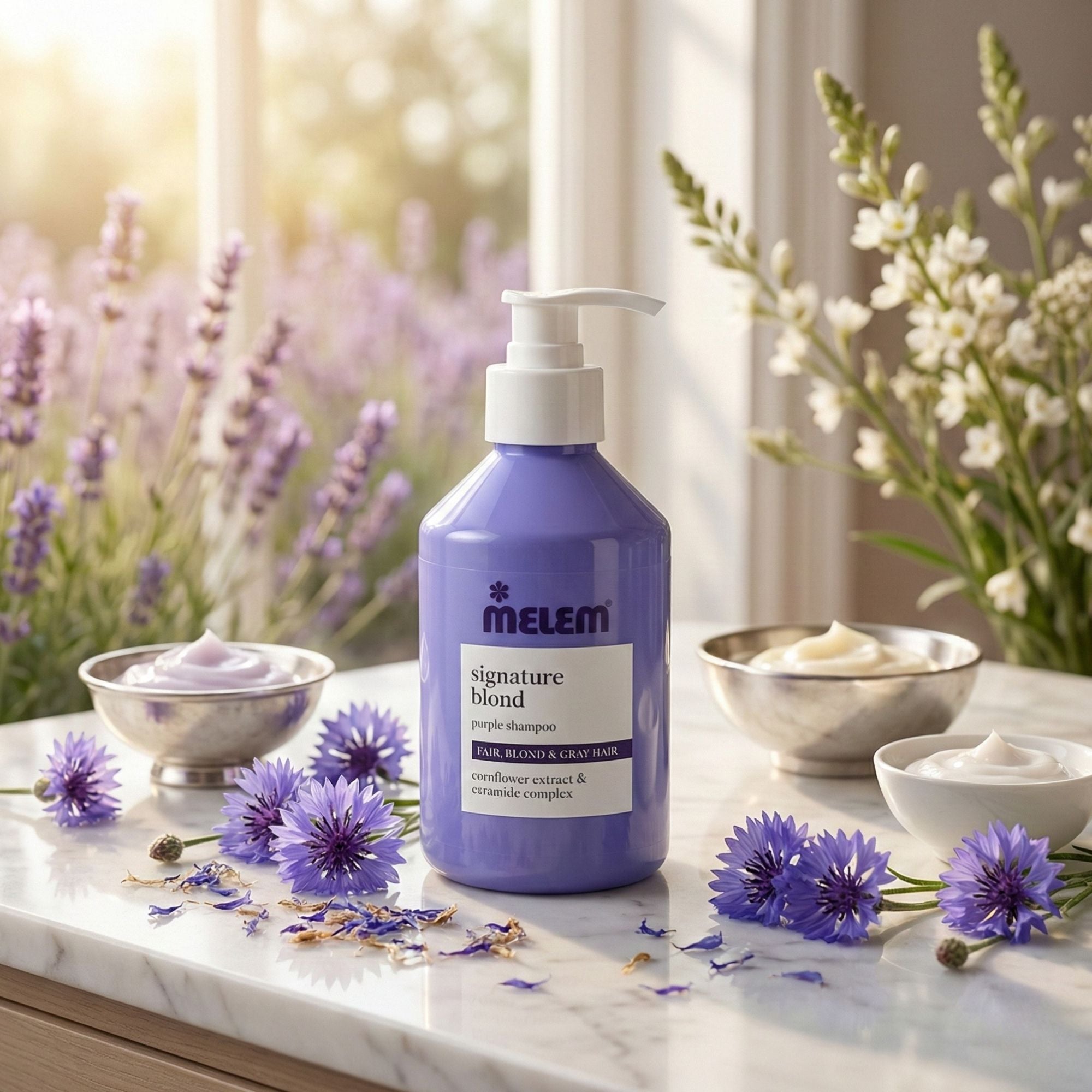 Melem Hair Signature Blond Shampoo – Pflegeshampoo für blondes & aufgehelltes Haar mit Farbschutz