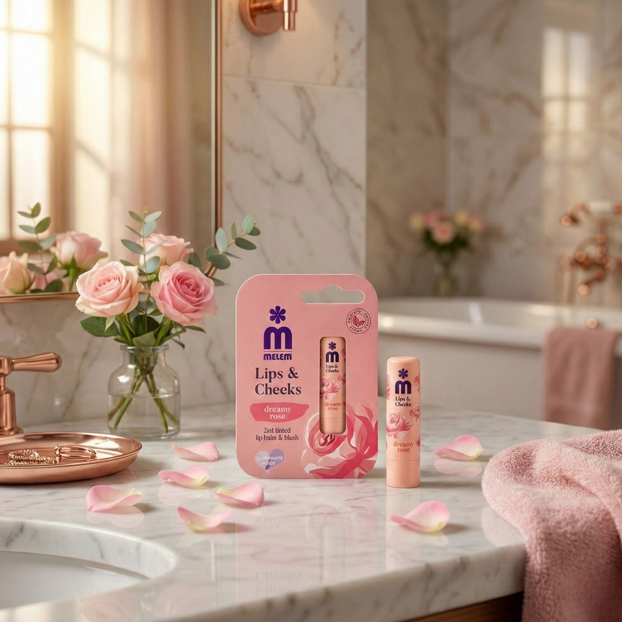 Melem Dreamy Rose Lippen- & Wangenbalsam – 2-in-1 Balm für natürliche Frische & Rosé-Glow