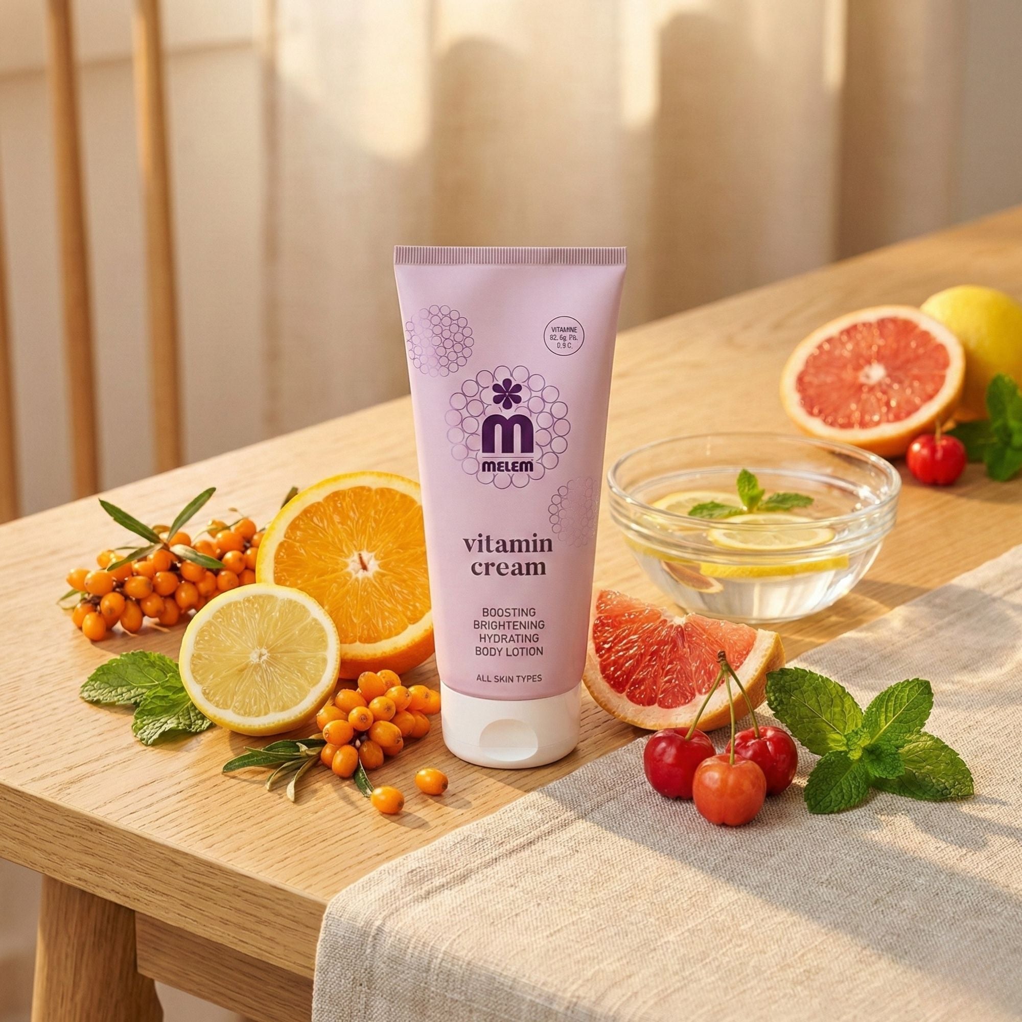 Melem Vitamin Body Lotion – Feuchtigkeitsspendende Körperlotion mit Vitamin-Komplex für strahlende Haut