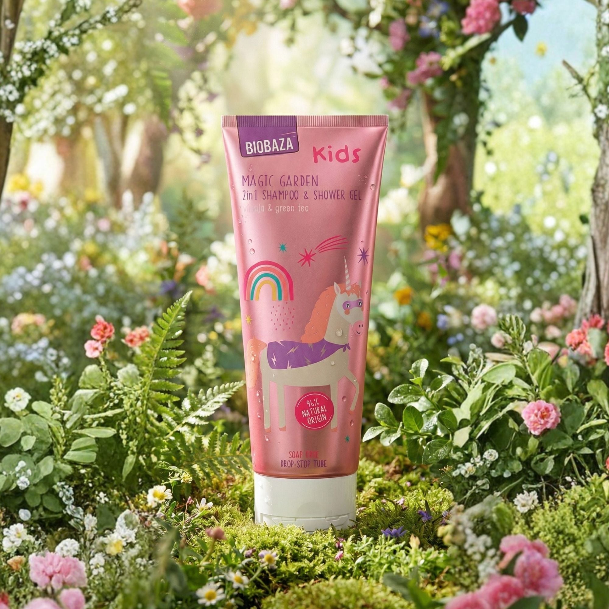 Biobaza Kids 2-in-1 Body & Hair Magic Garden – Mildes Shampoo & Duschgel für Kinder
