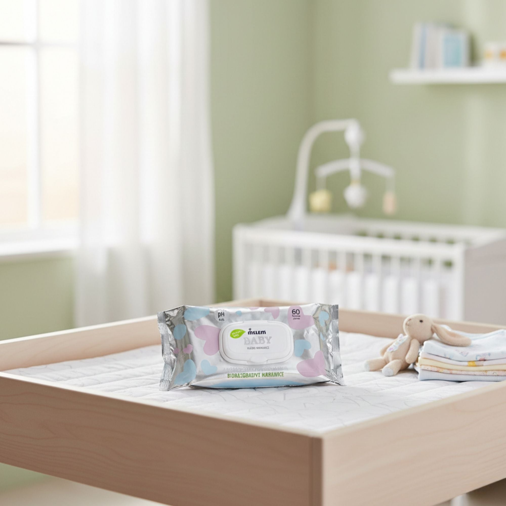 Melem Baby Feuchttücher – 100 % biologisch abbaubare Reinigungstücher für empfindliche Babyhaut