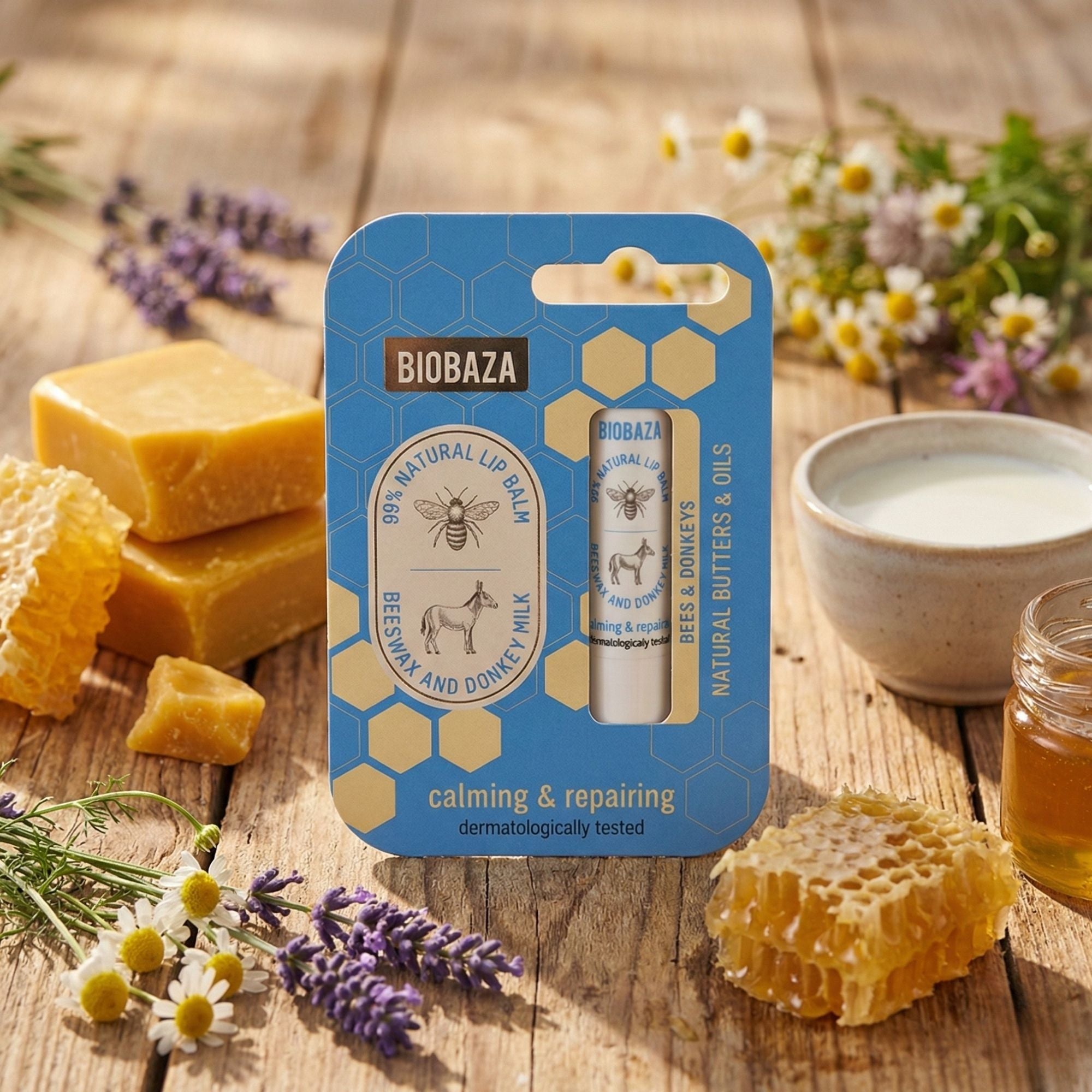 Biobaza Bees & Donkeys Bee Balm – Regenerierender Lippenbalsam mit Eselmilch & Bienenwachs