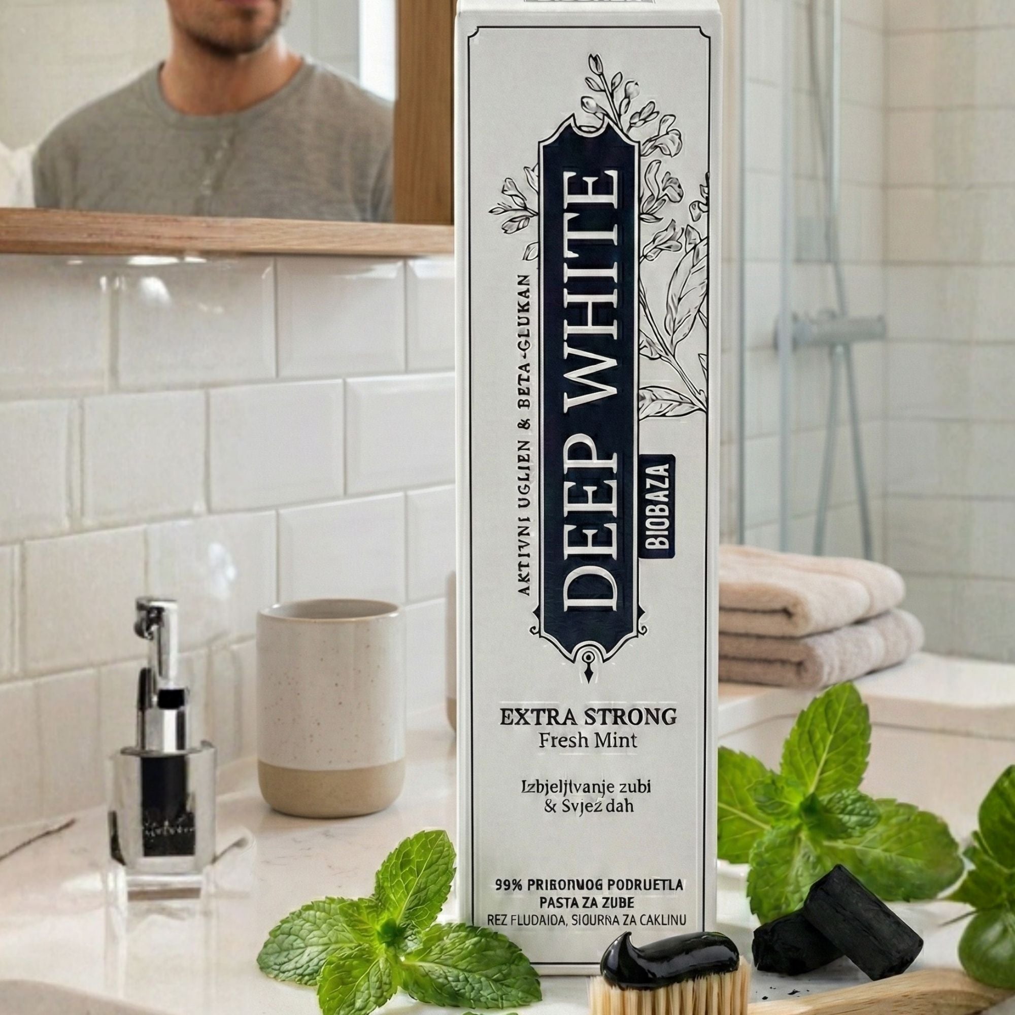 Biobaza Deep White Extra Strong Zahnpasta – Intensive Whitening-Zahnpasta für sichtbar weißere Zähne