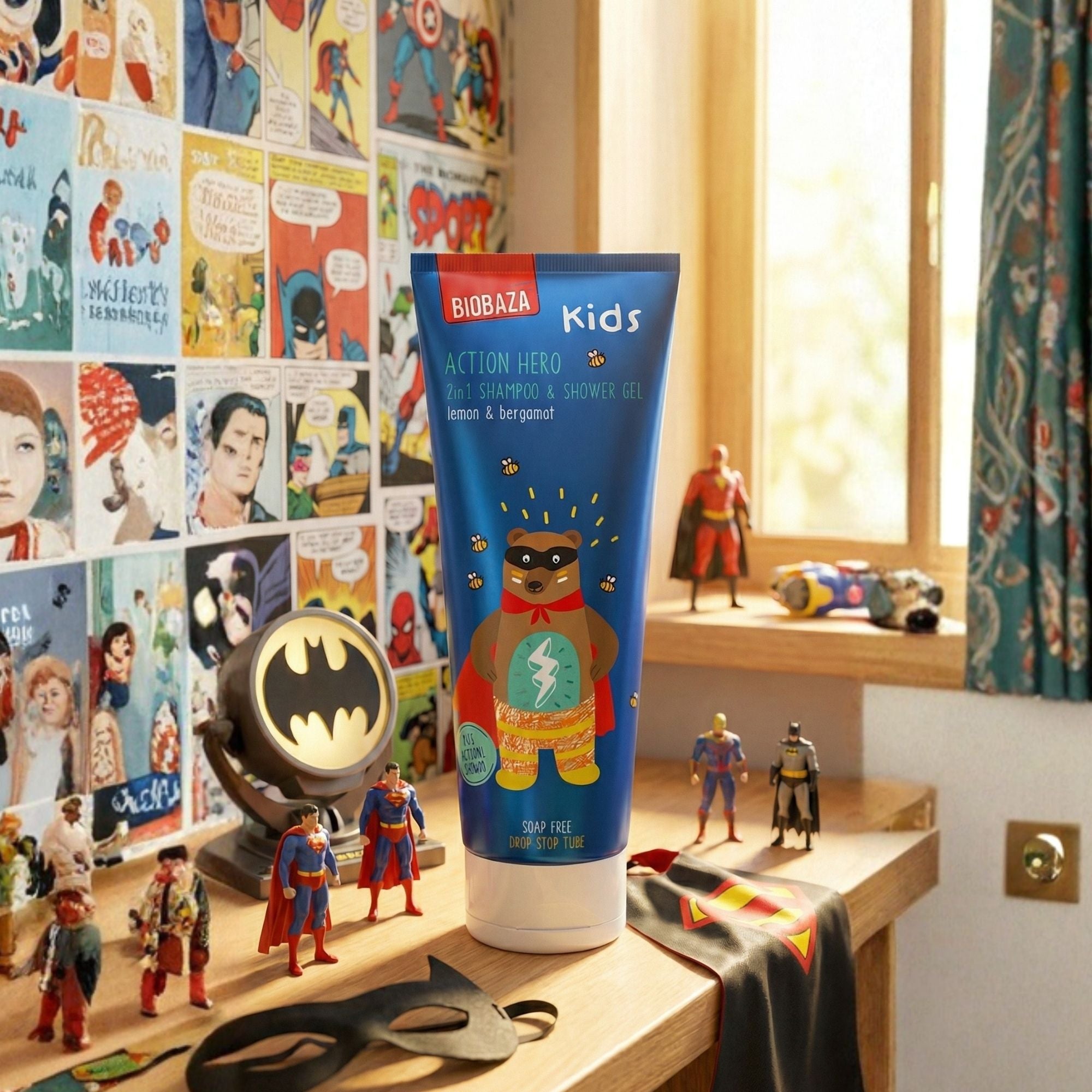 Biobaza Kids 2-in-1 Body & Hair Action Hero – Mildes Duschgel & Shampoo für Kinder