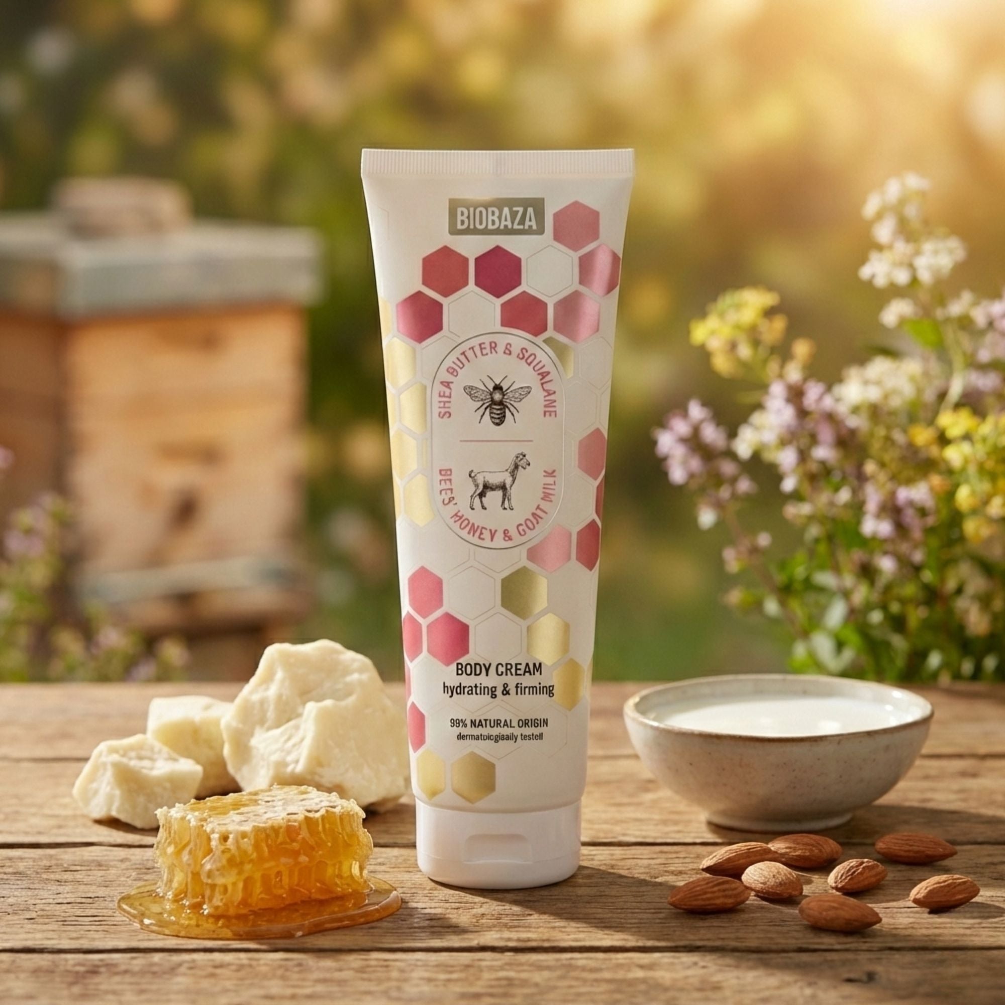 Biobaza Body Cream mit Shea Butter – Feuchtigkeitsspendende Körpercreme mit Ziegenmilch & Honig