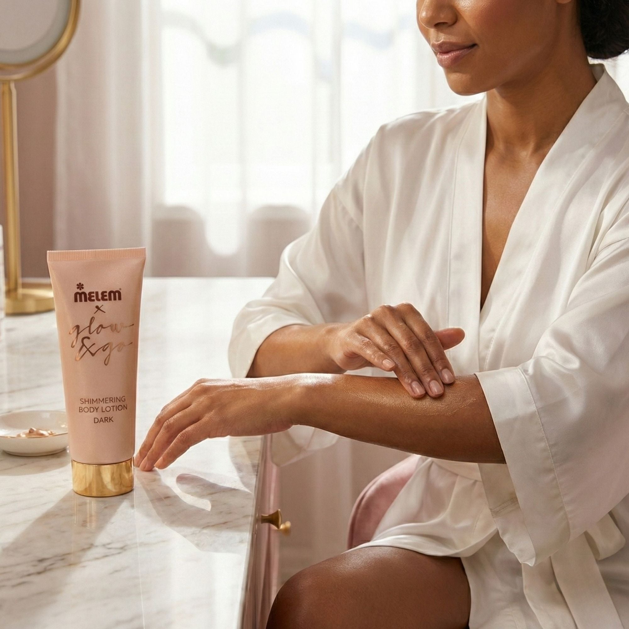 Melem Lotion Glow&Go Dark – Feuchtigkeitsspendende Bodylotion mit Glow-Effekt für dunklere Hauttöne