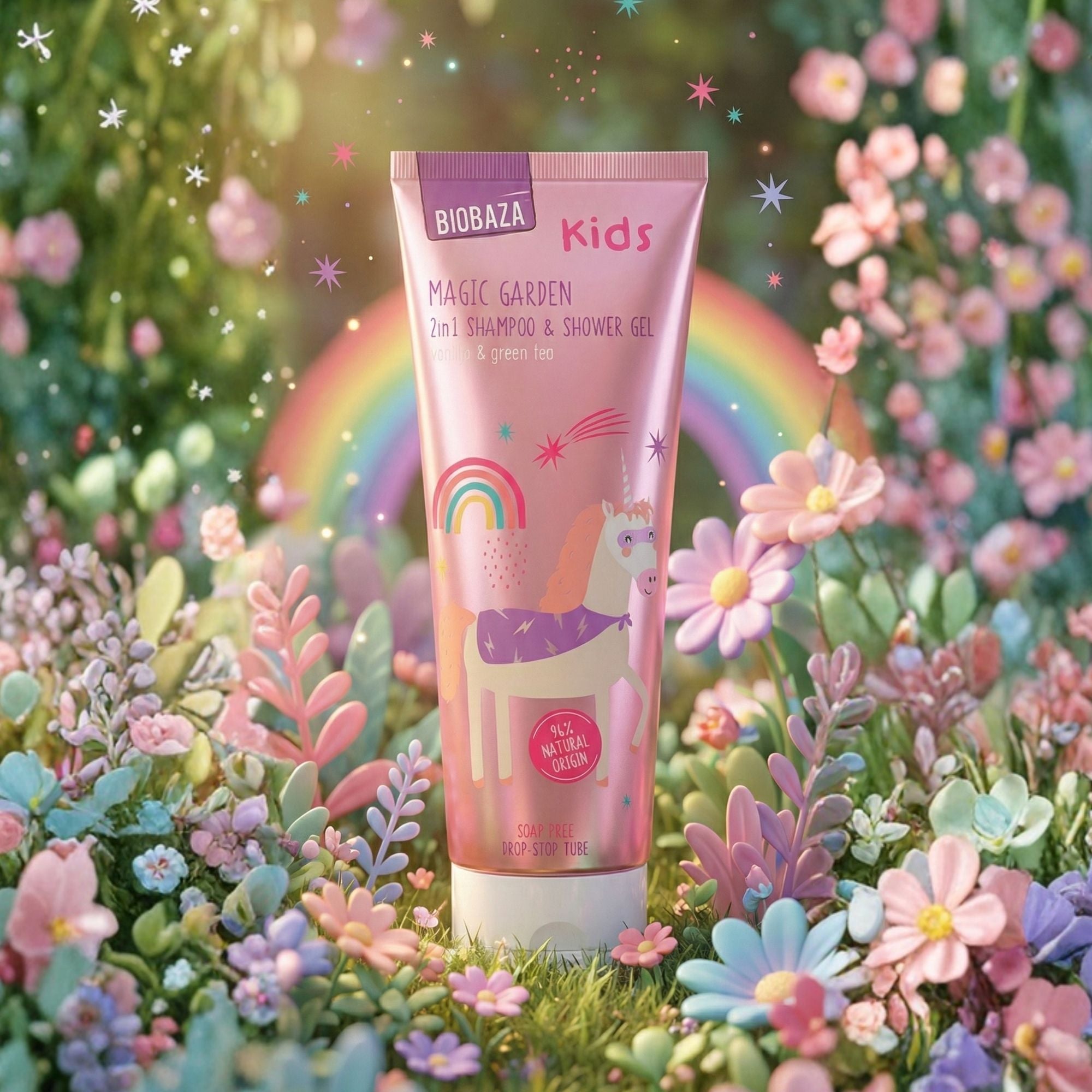 Biobaza Kids 2-in-1 Body & Hair Magic Garden – Mildes Shampoo & Duschgel für Kinder