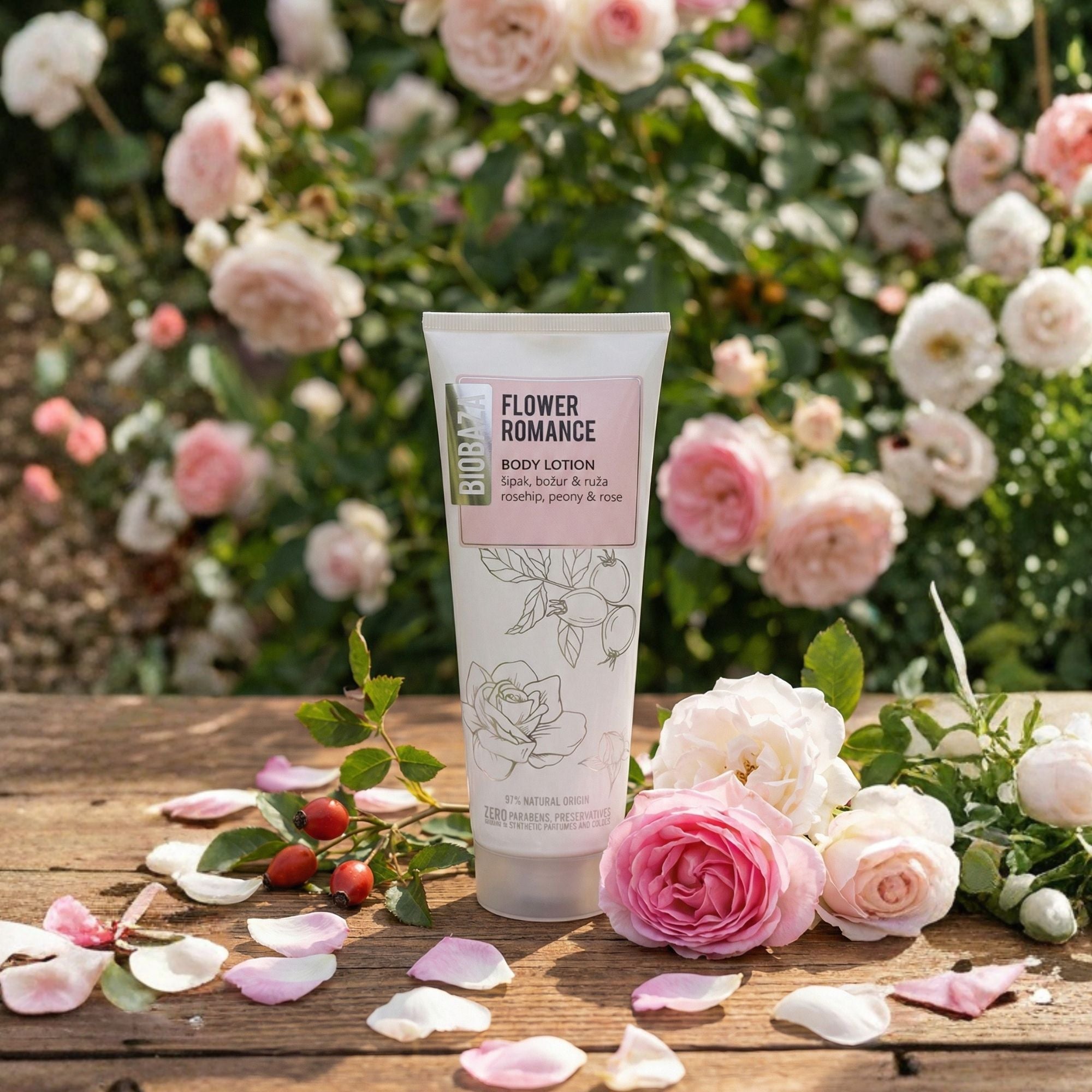 Biobaza Körperlotion Flower Romance – Feuchtigkeitsspendende Body Lotion mit floralem Duft