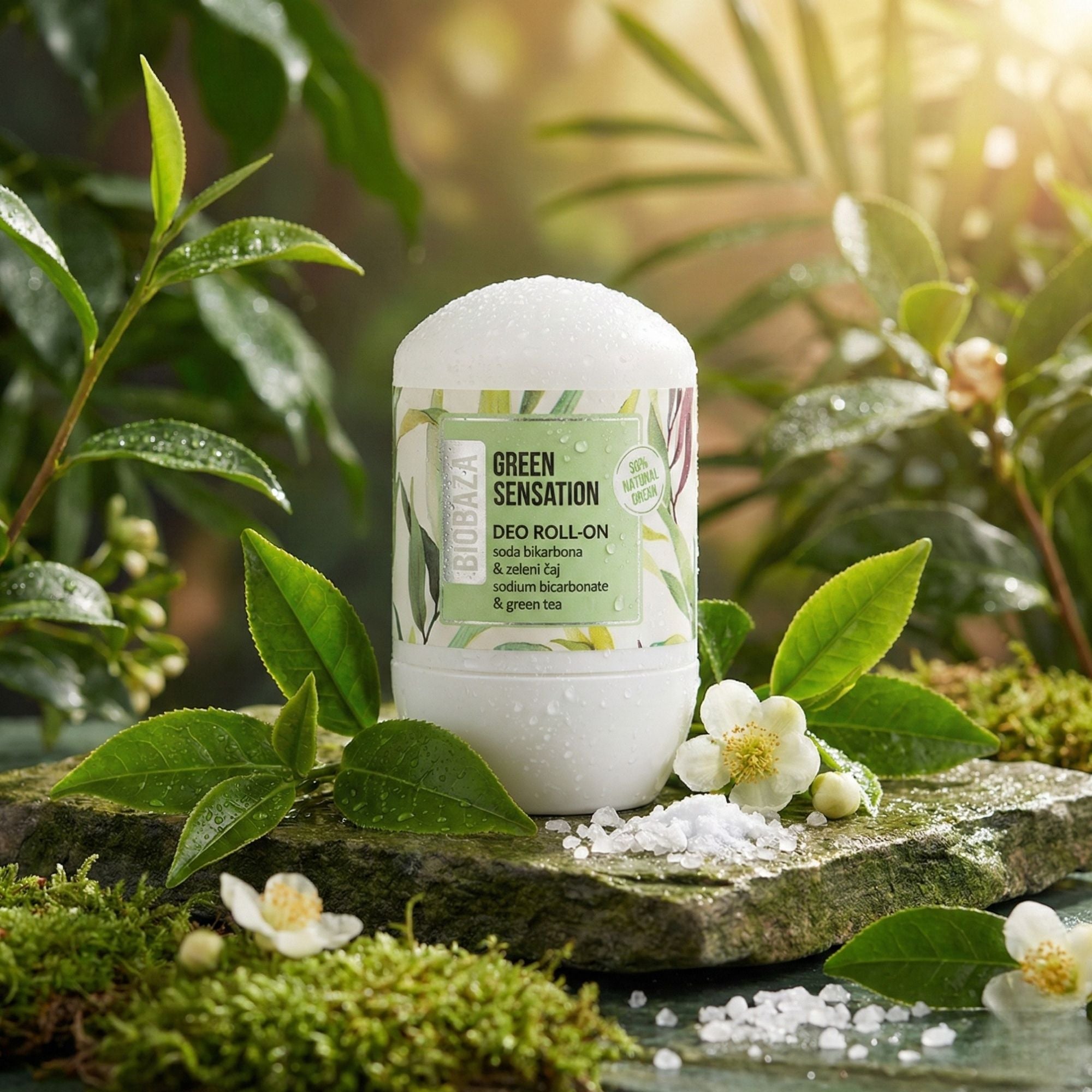 Biobaza Green Sensation Natürlicher Deo Roll-On – Aluminiumfreier Deo-Schutz mit Grüntee-Extrakten