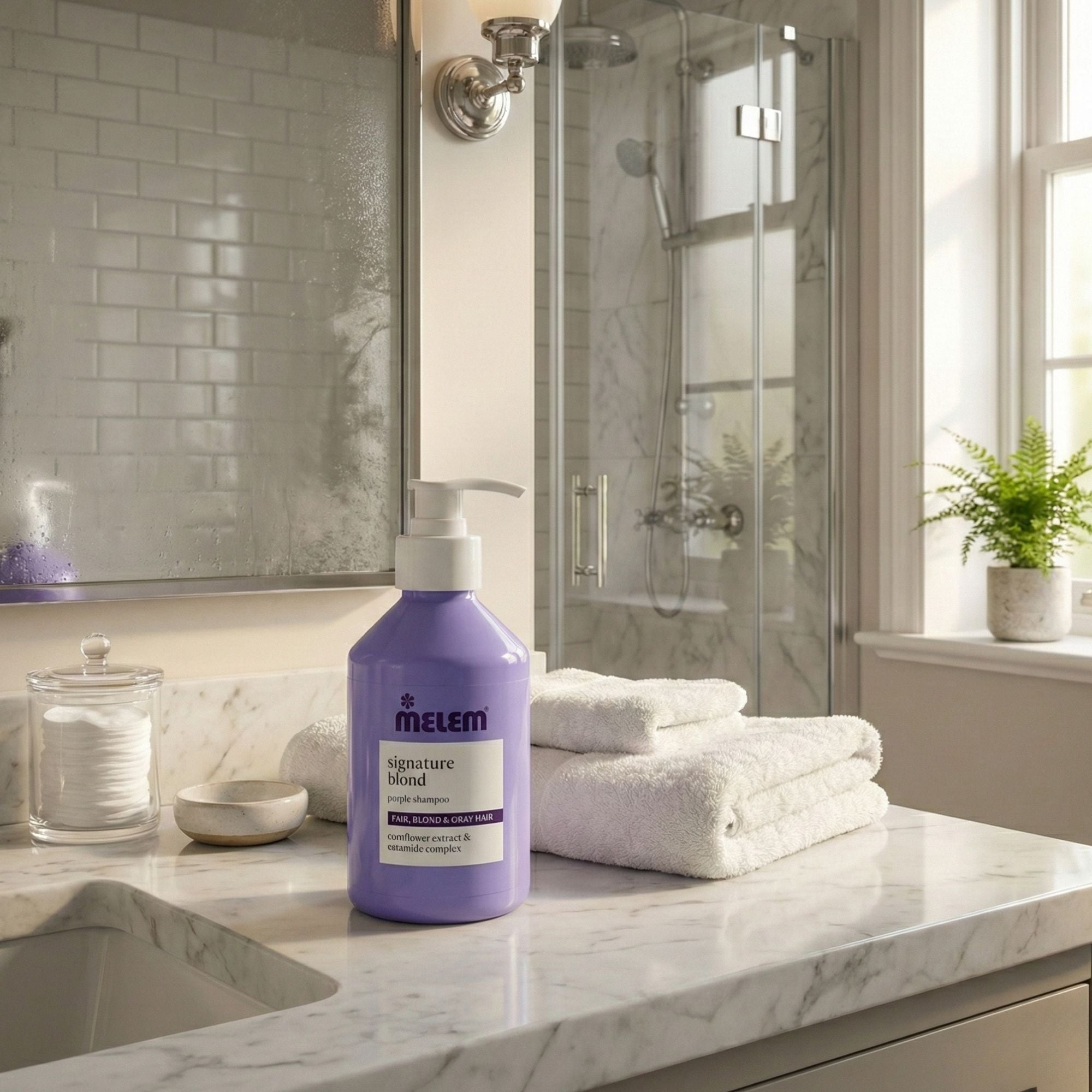 Melem Hair Signature Blond Shampoo – Pflegeshampoo für blondes & aufgehelltes Haar mit Farbschutz