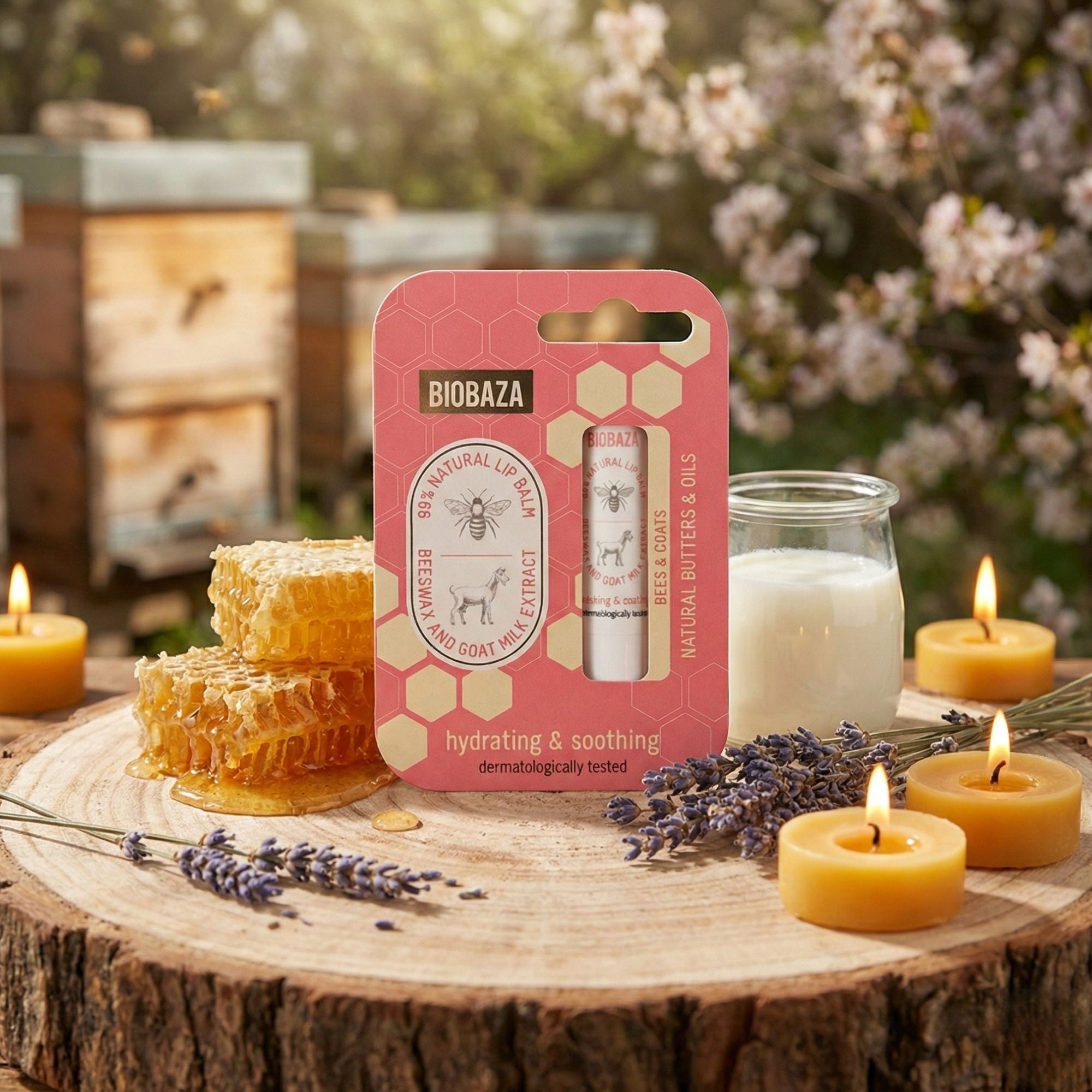 Biobaza Bees & Goats Bee Lippenbalsam – Pflegender Lippenbalsam mit Bienenwachs & Ziegenmilch