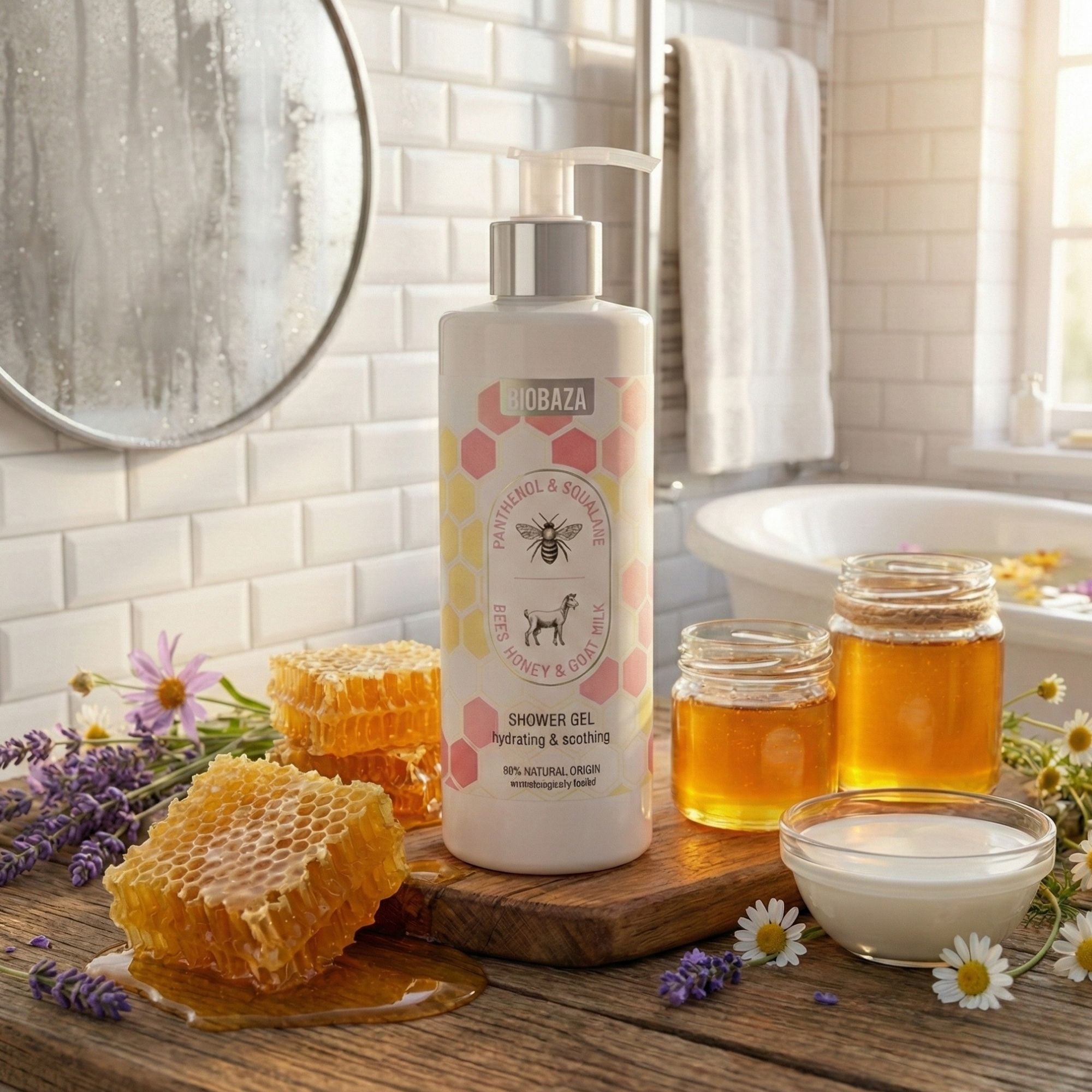 Biobaza 2in1 Duschgel Bees & Goats – Pflegendes Duschgel mit Honig & Ziegenmilch