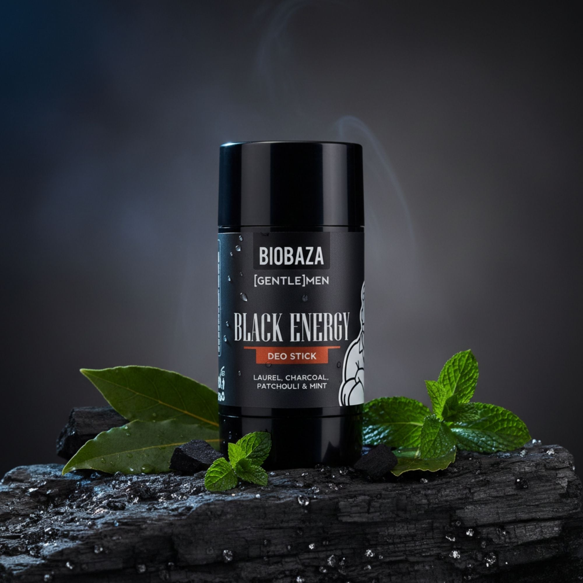 BIOBAZA MEN Deo Stick Black Energy – Aluminiumfreier Deo Stick mit Aktivkohle & 24h Frische