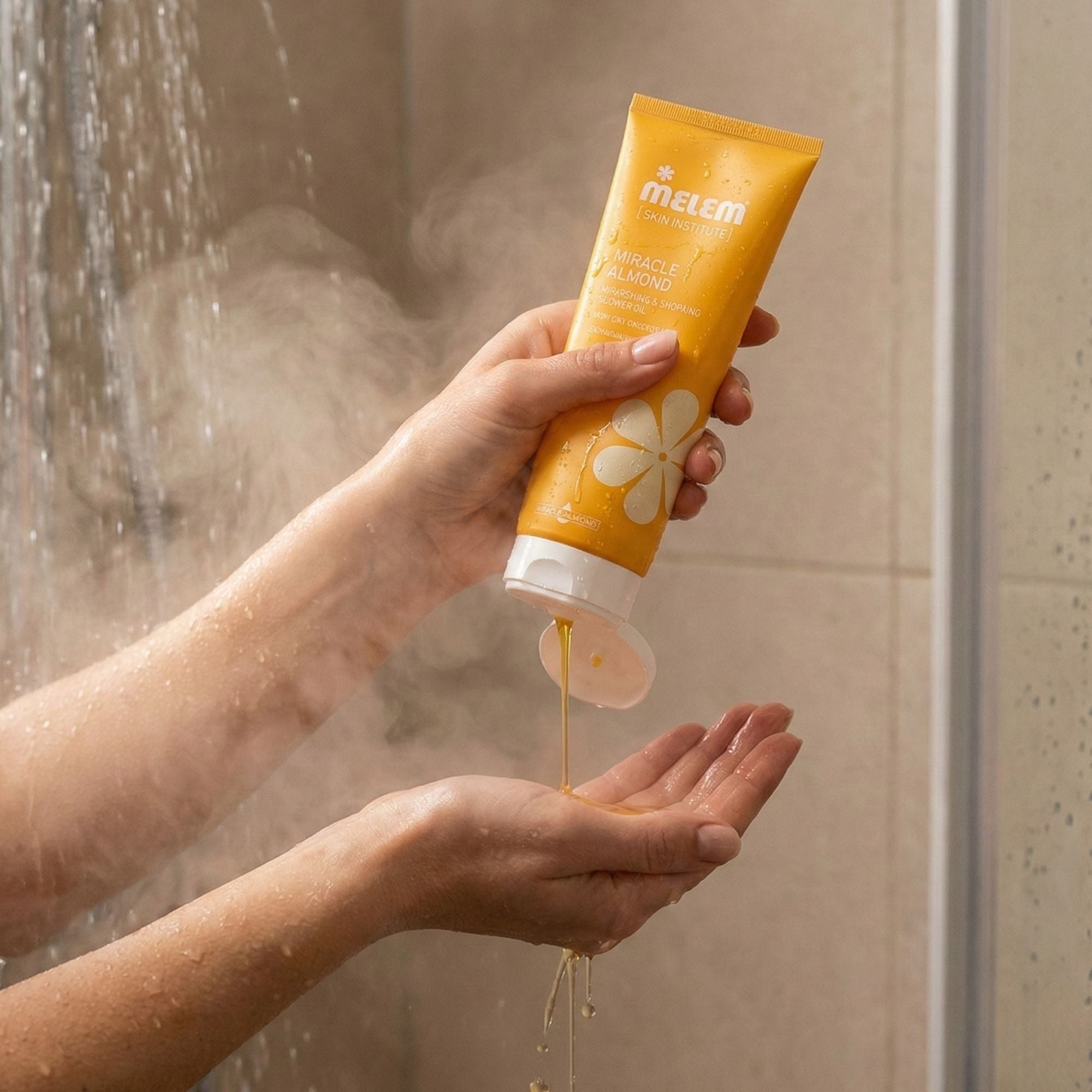Melem Shower Oil Almond – Nährendes Mandel-Duschöl für trockene & empfindliche Haut